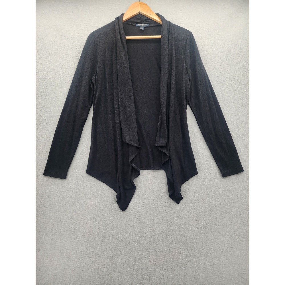 Banana Republic Petite Black Open Front Waterfall Cardigan PM Lightweight